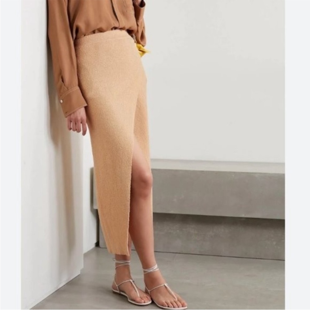 Nanushka Ainsley Cotton-Blend Terry Midi Skirt in Apricot S